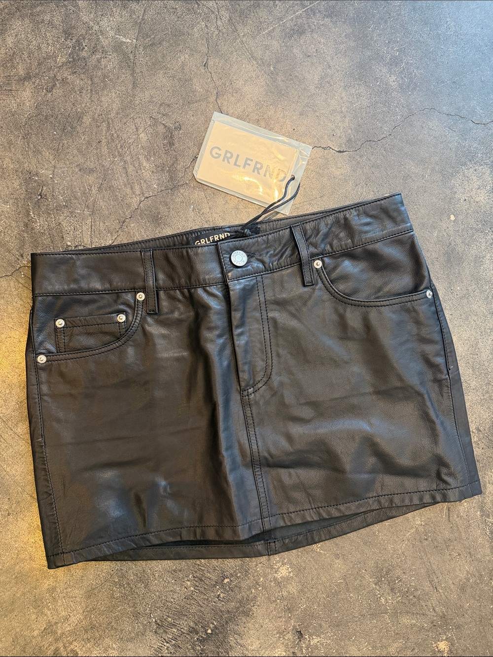 GRLFRND Black  Leather Mini Skirt